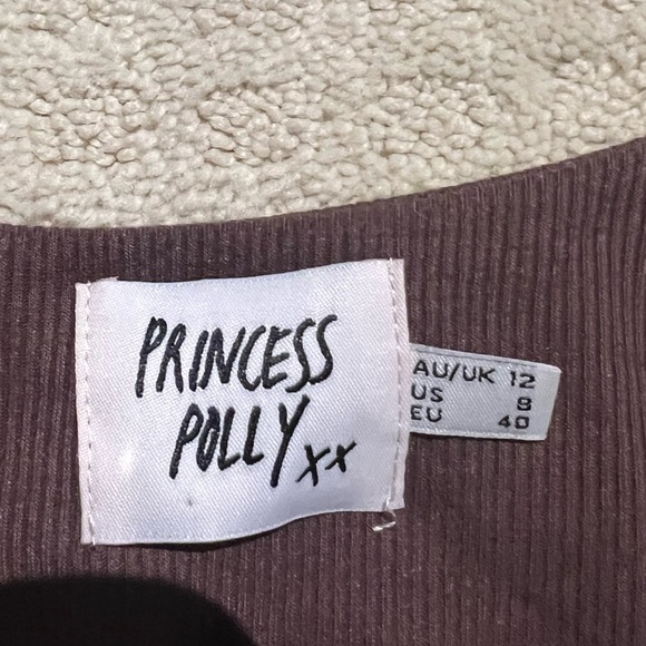 princess polly chocolate brown tie top - Picture 3 of 3